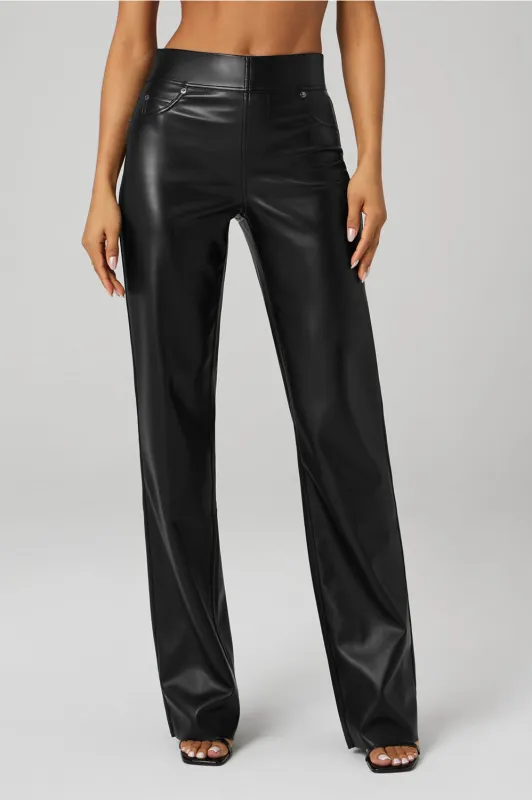 Leatherette Straight Leg Pant - Short sold by Fabletics