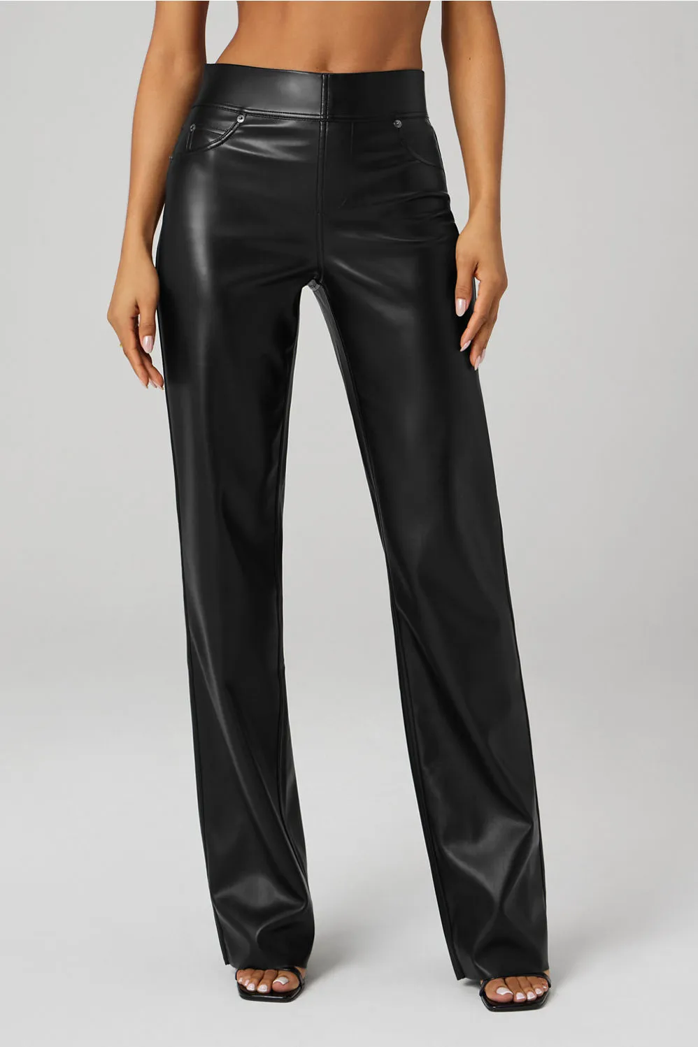 Leatherette Straight Leg Pant - Short sold by Fabletics