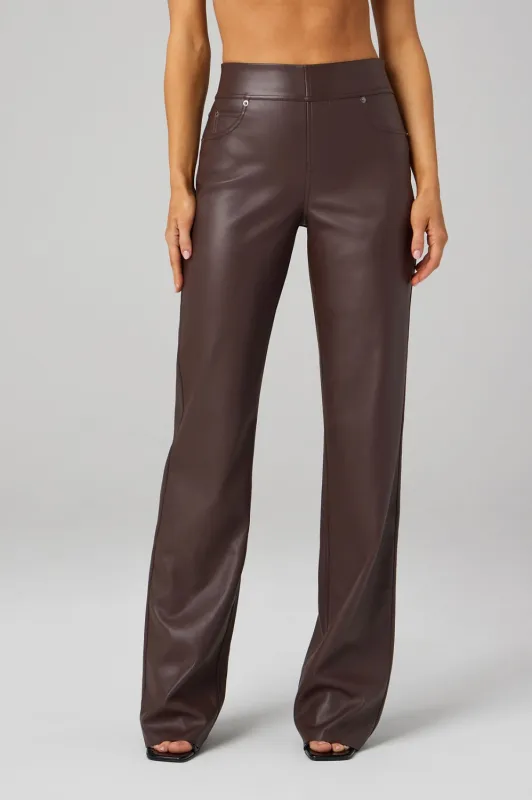 Leatherette Straight Leg Pant - Short sold by Fabletics
