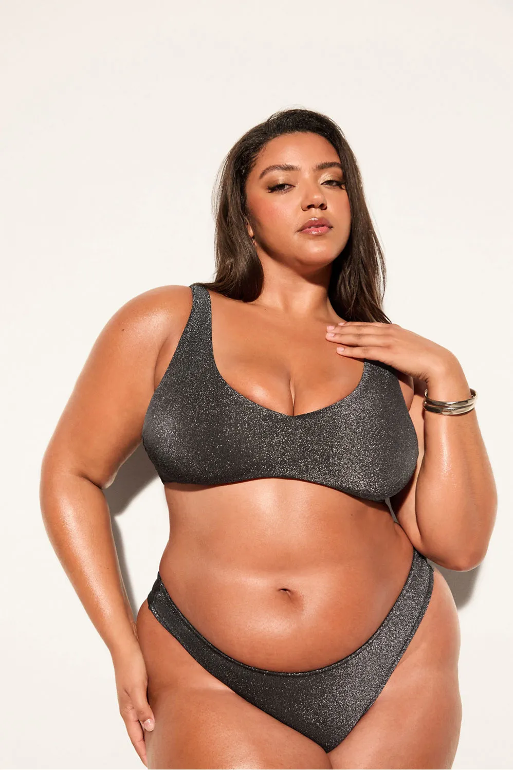 Shaping Swim Luxe Plunge Bikini Top sold by Fabletics