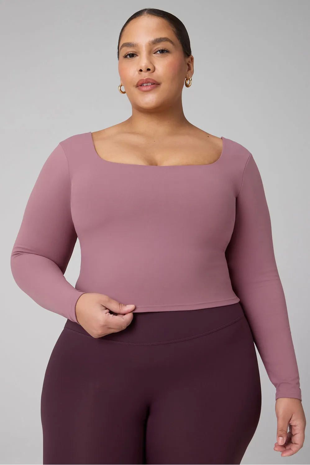 PureLuxe Long-Sleeve Built-In Bra Top sold by Fabletics