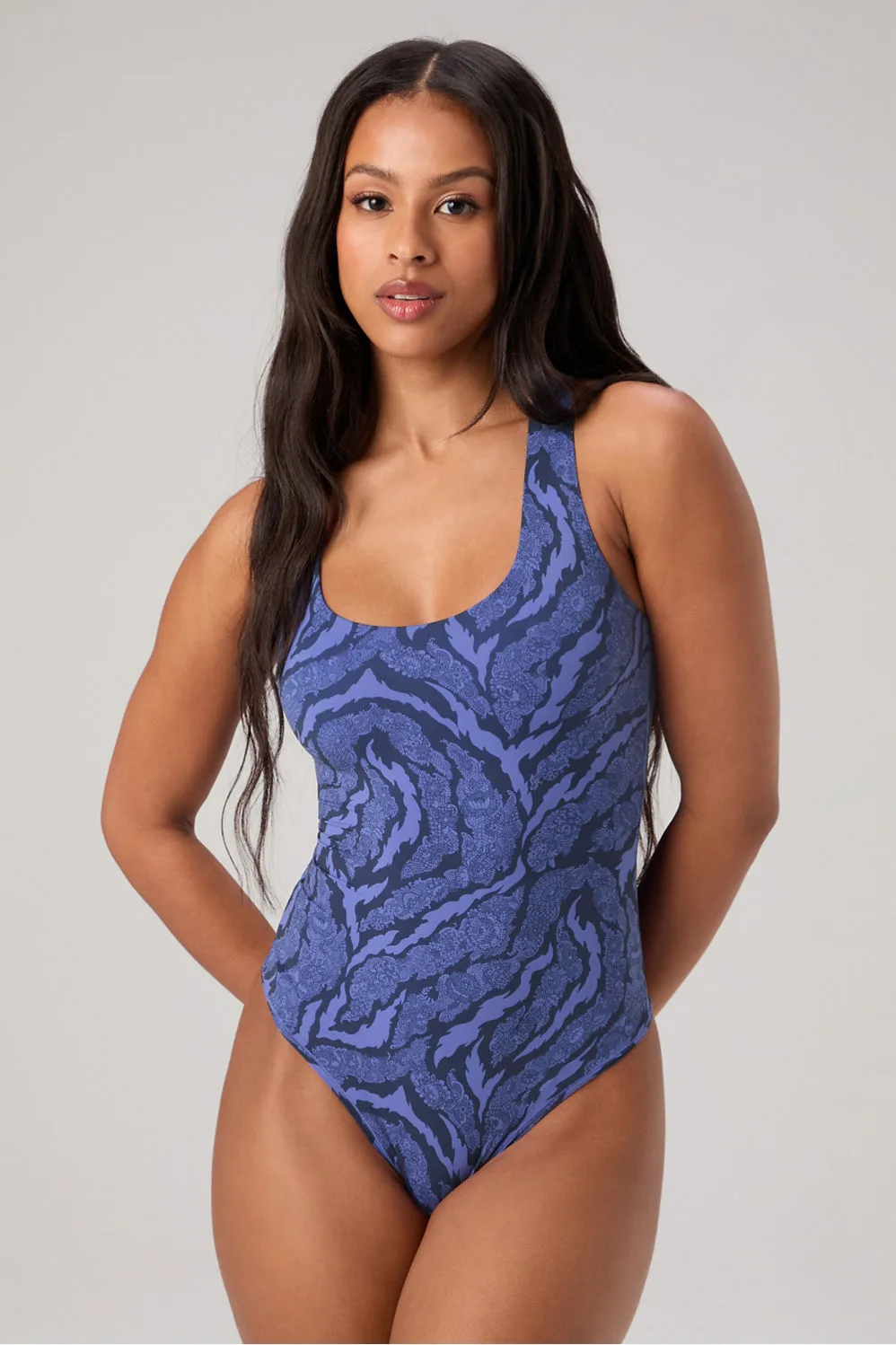Stretchy Fit Racerback Thong Bodysuit sold by Fabletics