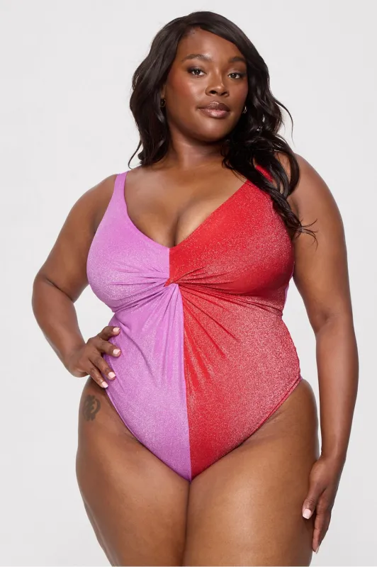 Shaping Swim Luxe Twist Plunge One Piece sold by Fabletics