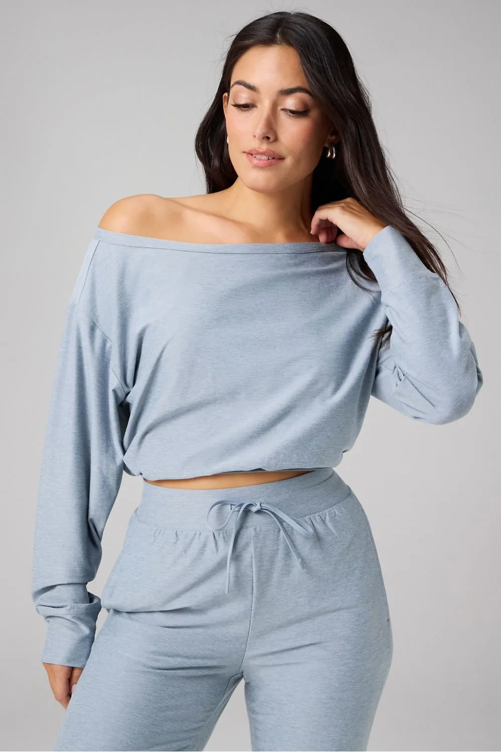 Cloud Jersey Off-Shoulder Sweatshirt sold by Fabletics