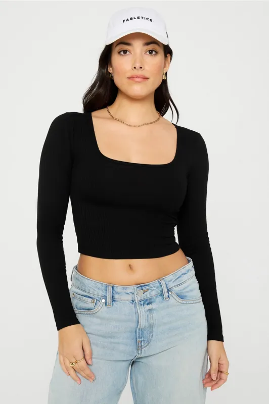 Daily Rib Cropped Square Neck Long-Sleeve sold by Fabletics