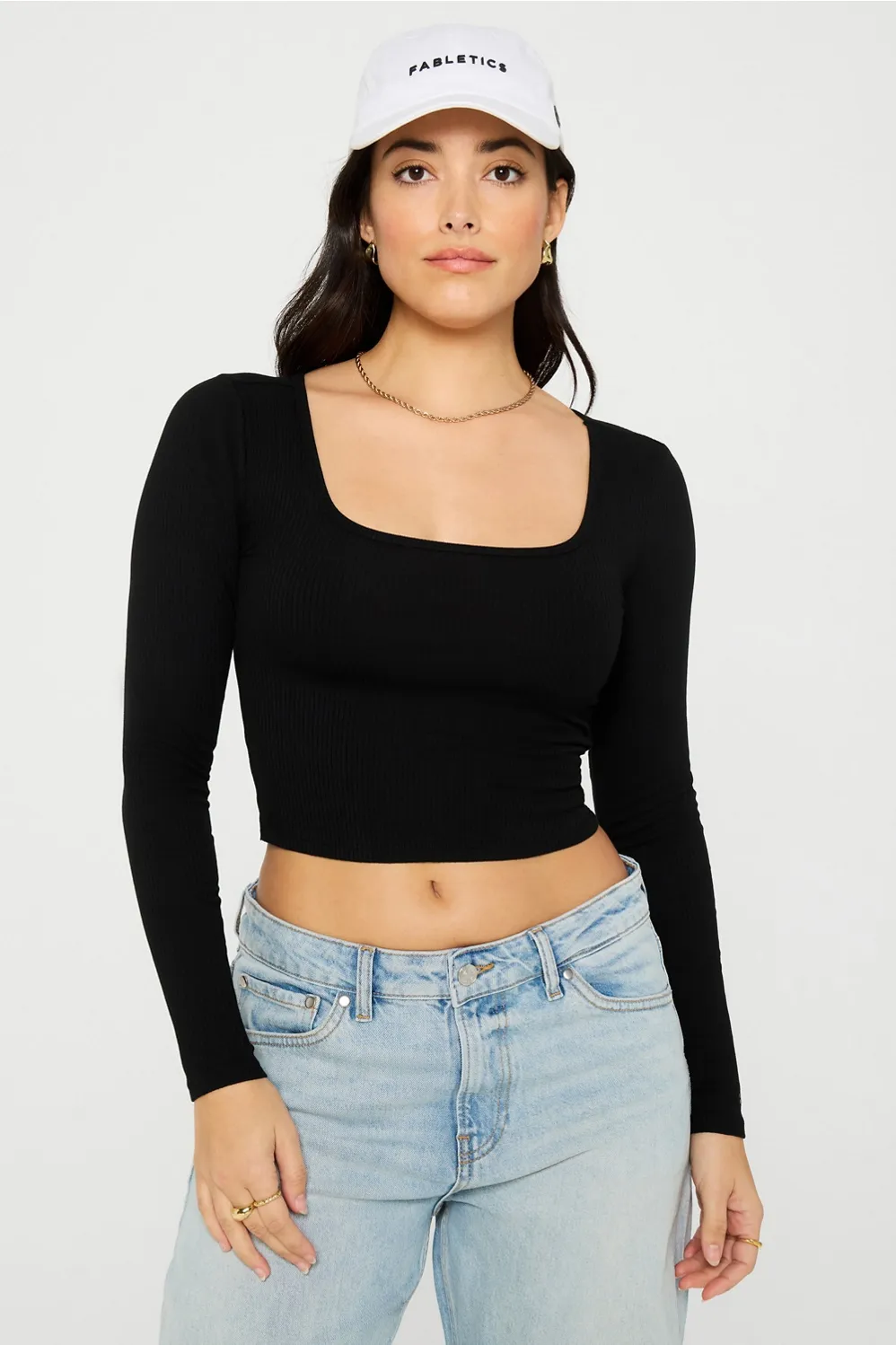 Daily Rib Cropped Square Neck Long-Sleeve sold by Fabletics