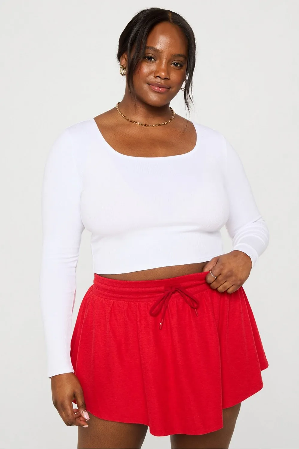 Daily Rib Cropped Square Neck Long-Sleeve sold by Fabletics