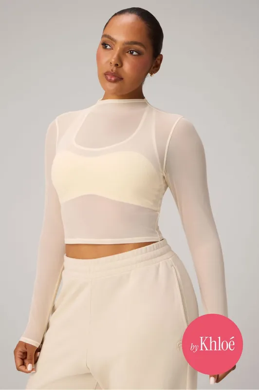 Mesh Long-Sleeve Crop Top made by Fabletics