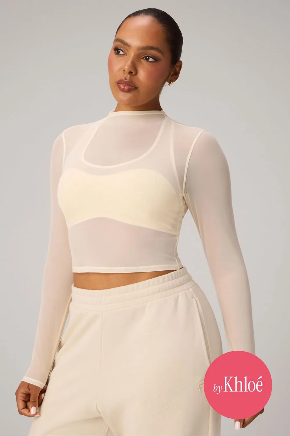 Mesh Long-Sleeve Crop Top sold by Fabletics