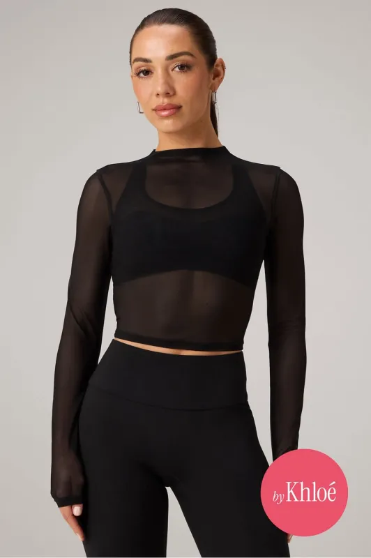 Mesh Long-Sleeve Crop Top made by Fabletics