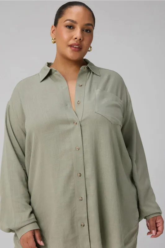 Lifestyle Linen Oversized Button-Up Shirt made by Fabletics