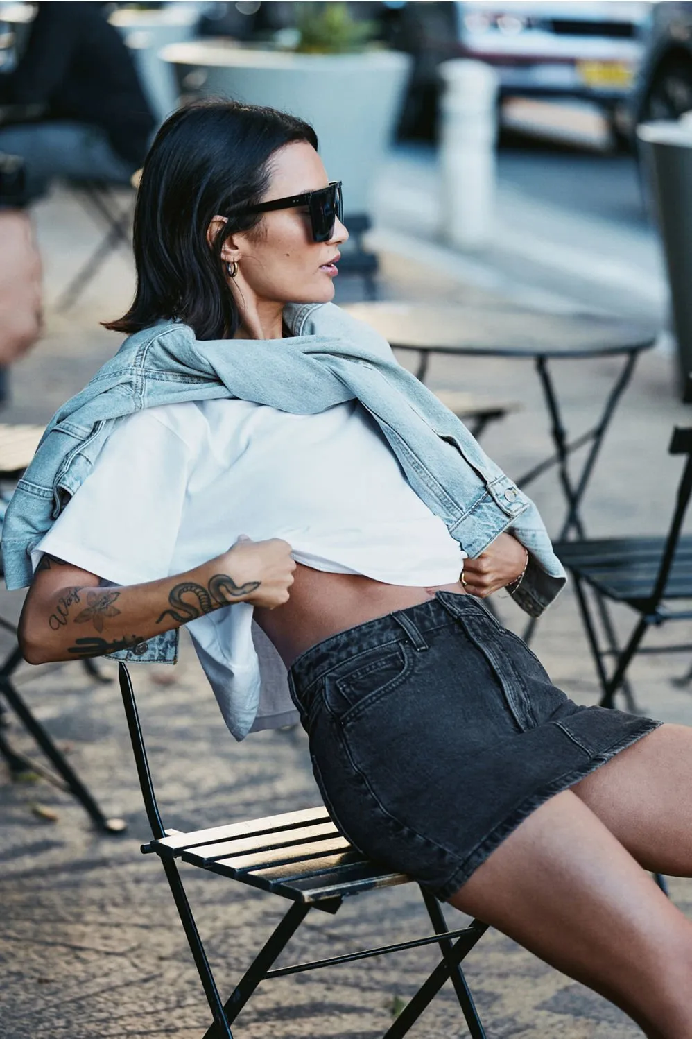Denim Mini Skirt sold by Fabletics