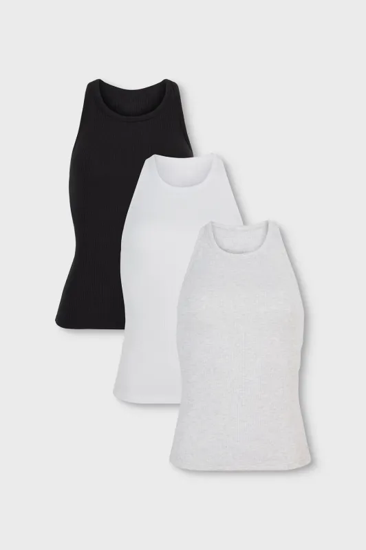 Modal Rib High Neck Built-In Bra Tank 3-Piece Bundle made by Fabletics