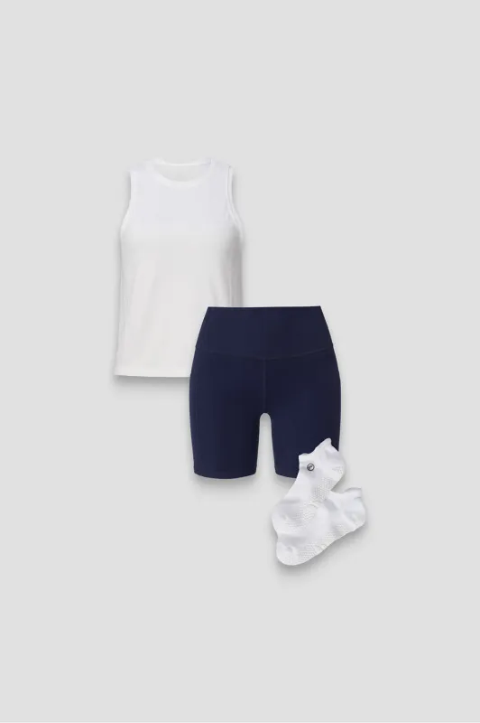 Feather Tech+ Muscle Tank + Oasis High-Waisted Short 6" 2-Piece Outfit made by Fabletics