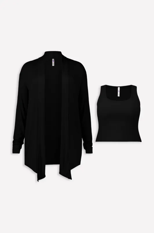 Soft Rib Tank and Cardigan 2-Piece Set made by Fabletics