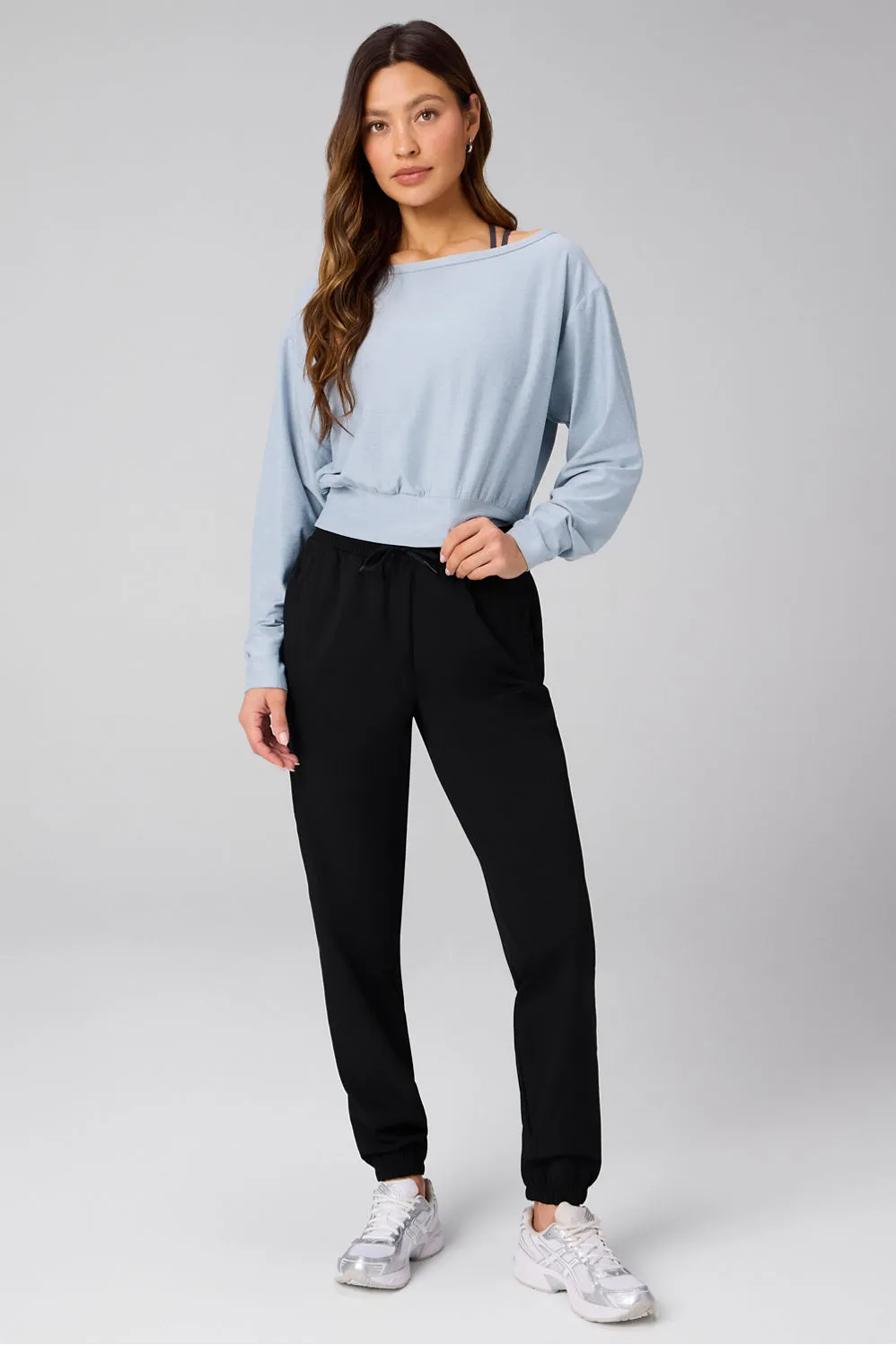 Cloud Jersey Off-Shoulder Sweatshirt + All Day Jogger 2-Piece Outfit sold by Fabletics