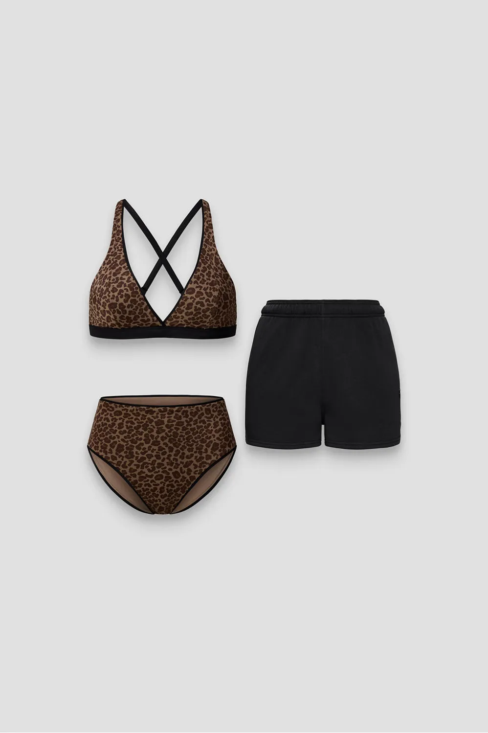 Plunge Swim Top + High-Waisted Swim Bottom + Year Round Terry Short 3-Piece Bundle sold by Fabletics