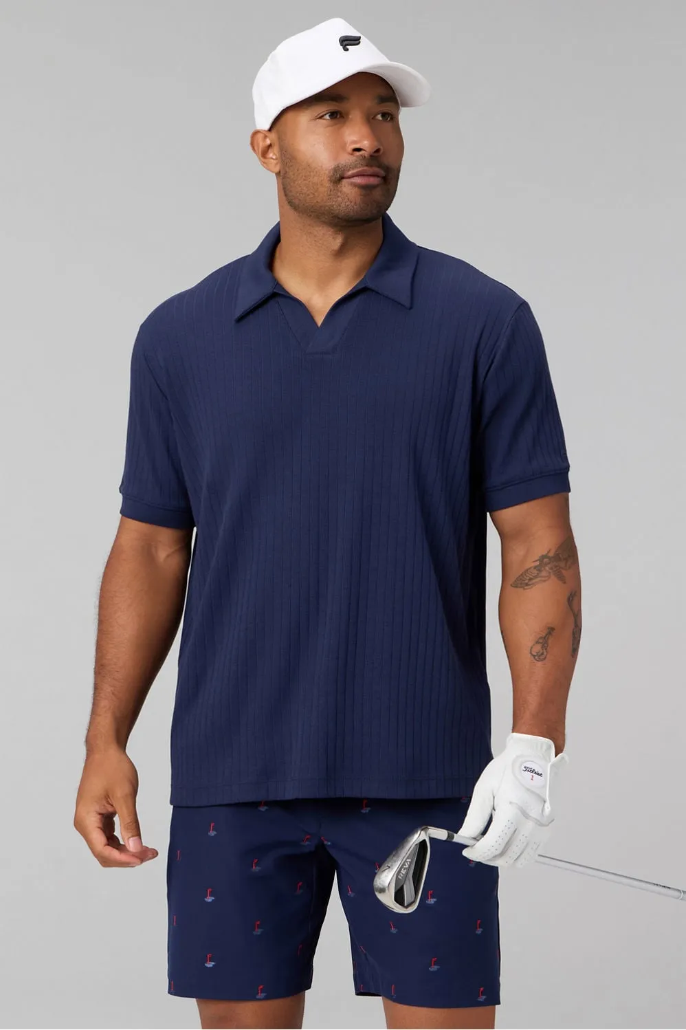 The 24-7 Ribbed Johnny Collar Polo sold by Fabletics