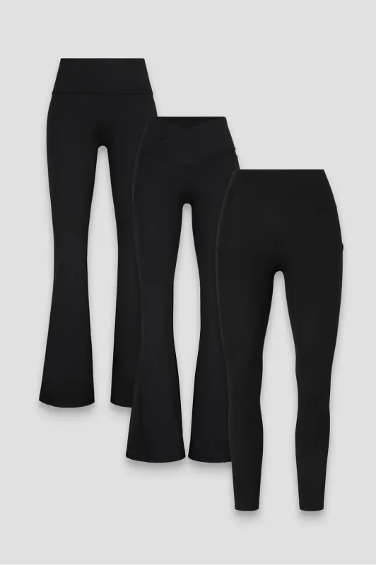 Oasis PureLuxe High-Waisted Kick Flare + Oasis PureLuxe High-Waisted Legging 7/8 3-Piece Bundle made by Fabletics
