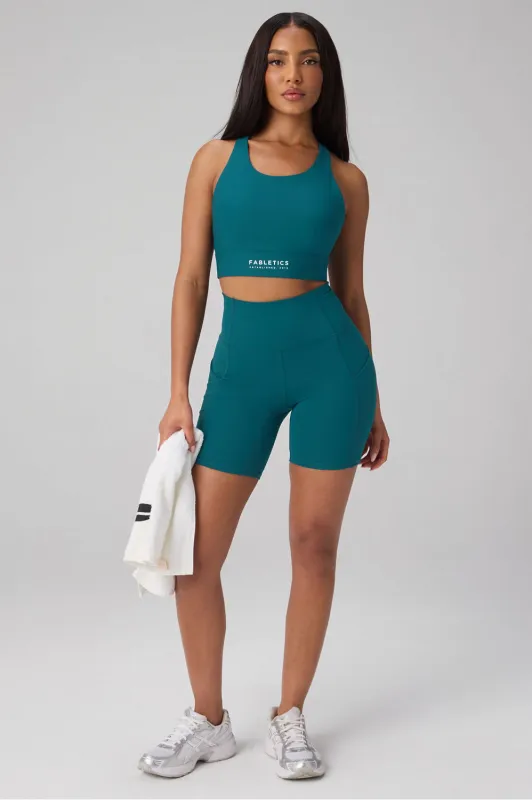 No-Bounce High Impact Sports Bra + The No-Seam PureLuxe TLC Short 2-Piece Outfit made by Fabletics