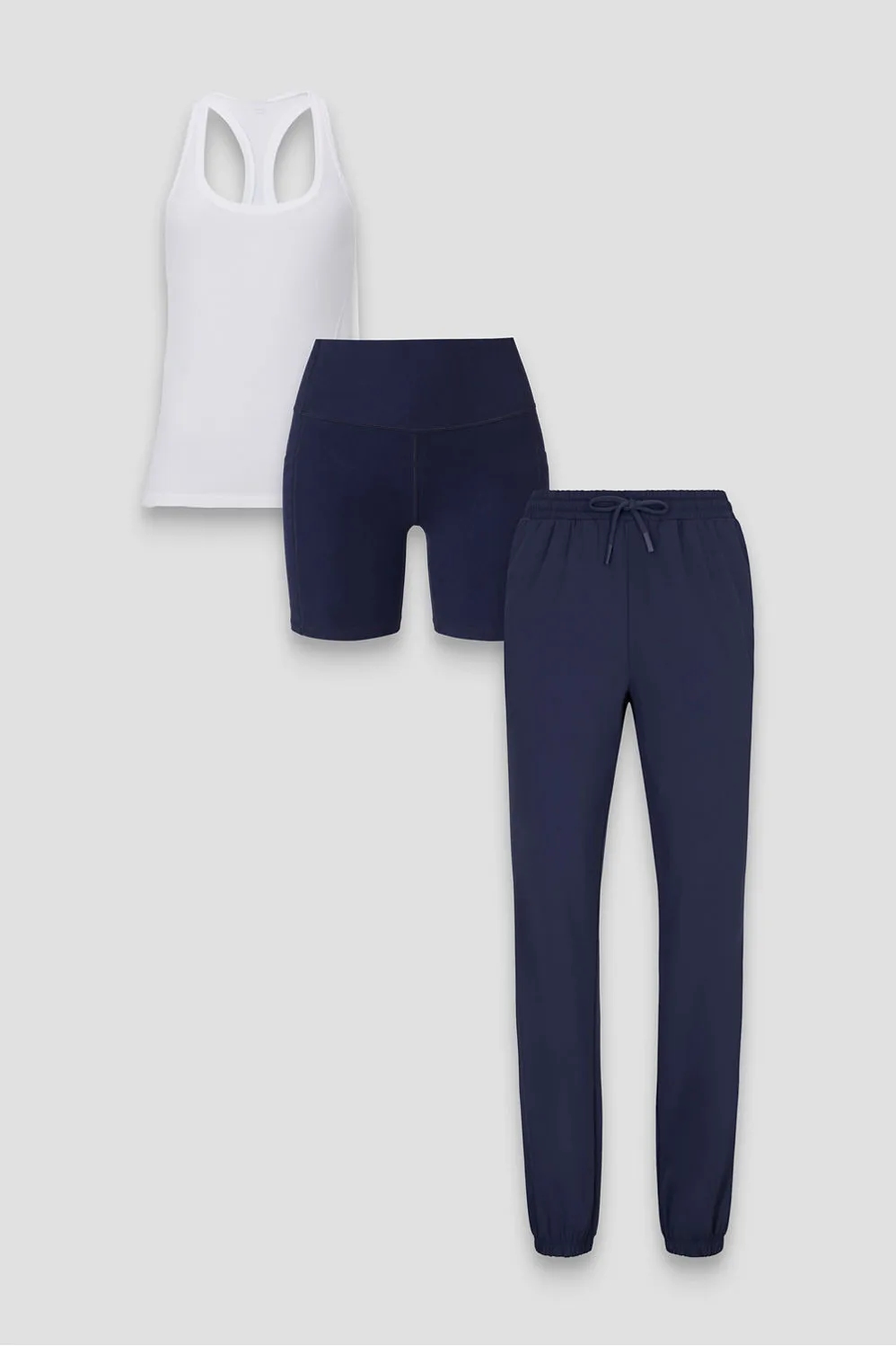Feather Tech+ Tank + O/W Short + All Day Jogger 3-Piece Bundle sold by Fabletics
