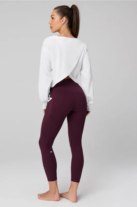 100% Cotton Boxy Long-Sleeve Tee + Oasis High-Waisted 7/8 2-Piece Outfit made by Fabletics