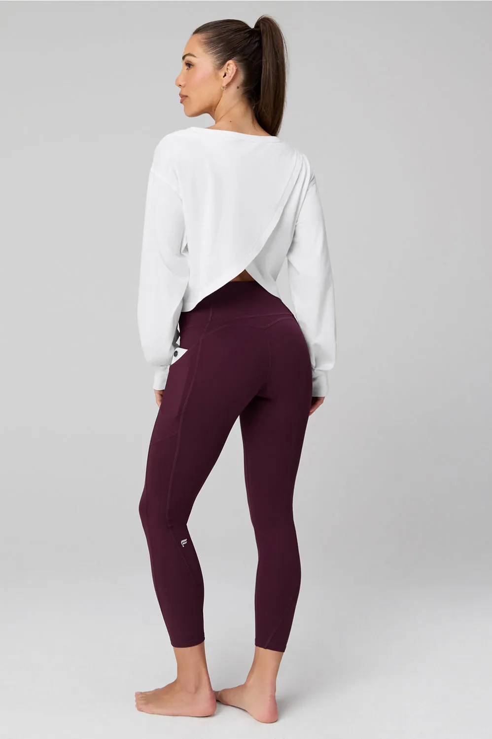 100% Cotton Boxy Long-Sleeve Tee + Oasis High-Waisted 7/8 2-Piece Outfit sold by Fabletics