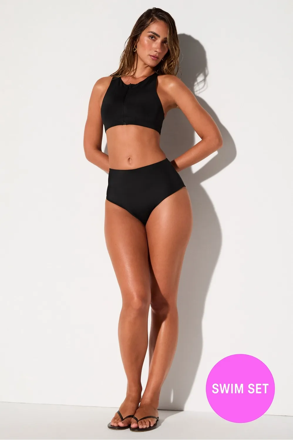 Zip Front Top HW Bottom Bikini Set sold by Fabletics