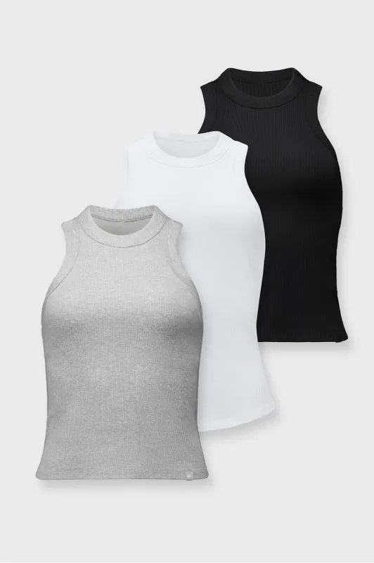 High Neck Rib Built-In Bra Tank 3-Piece Bundle made by Fabletics