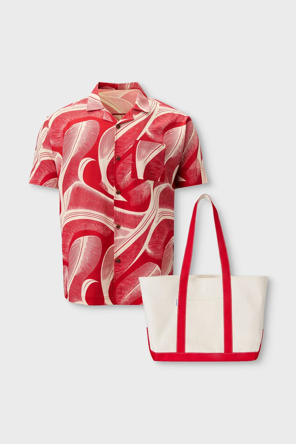 The Cabana Button Up + Canvas Day Tote 2-Piece Bundle sold by Fabletics
