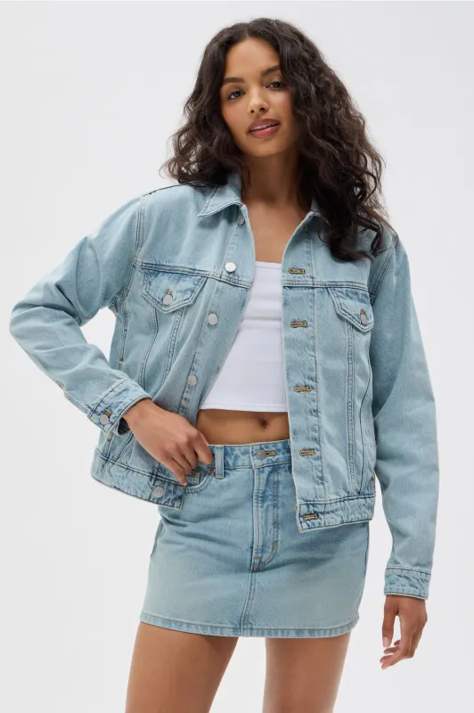 Relaxed Denim Jacket + Denim Mini Skirt 2-Piece Outfit made by Fabletics
