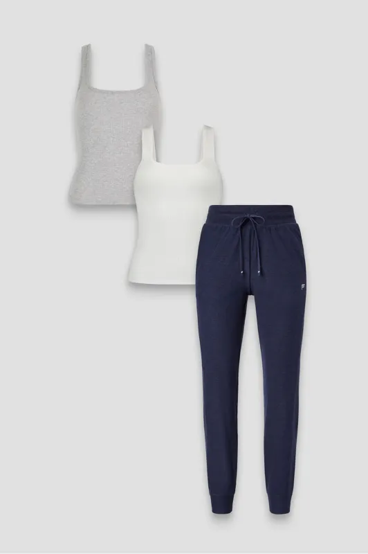 Daily Rib Square Neck Tank + Daily Rib Square Neck Tank + Cloud Jersey Jogger 3-Piece Bundle made by Fabletics