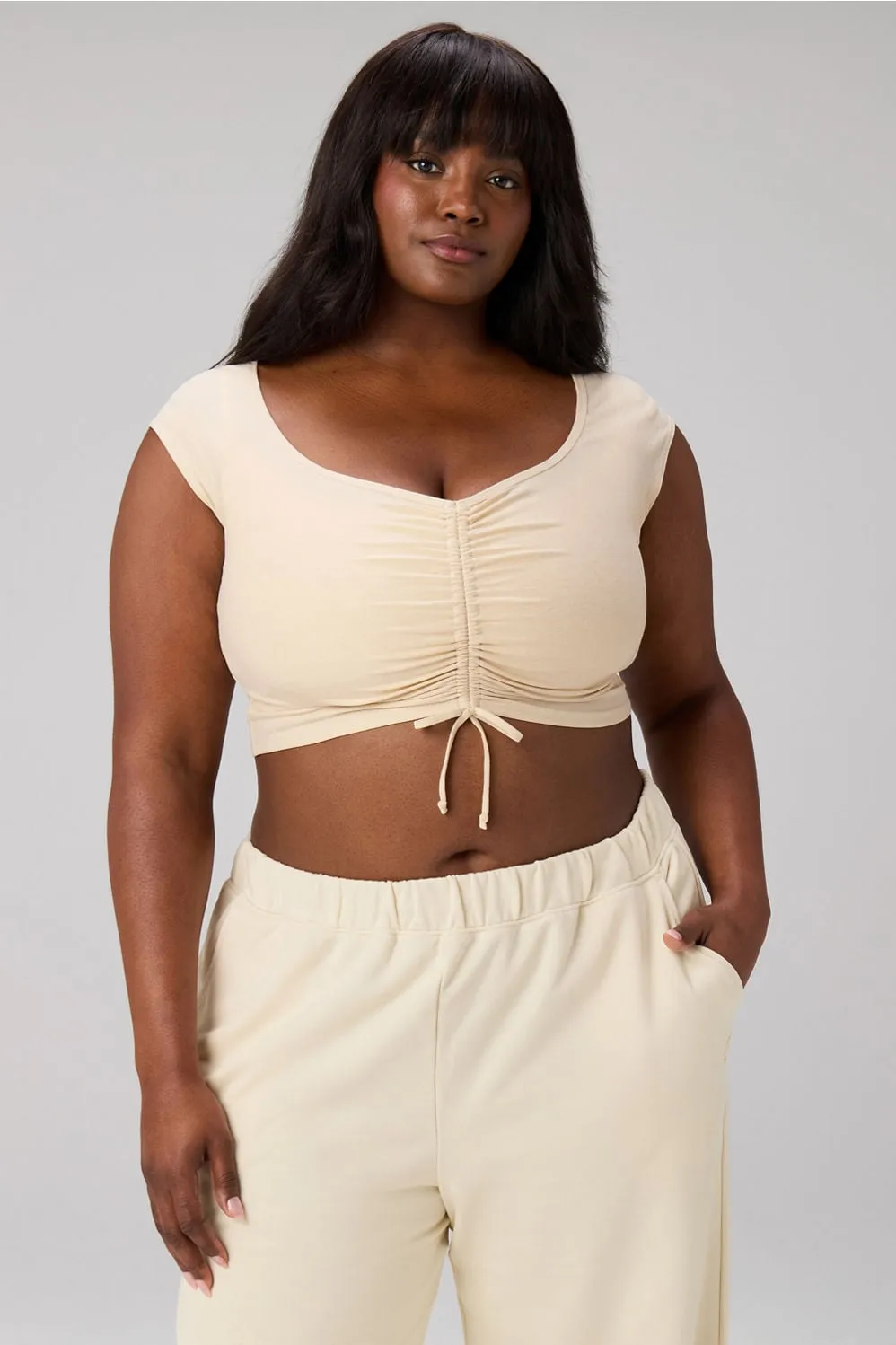 Whisper Ruched Crop Top sold by Fabletics