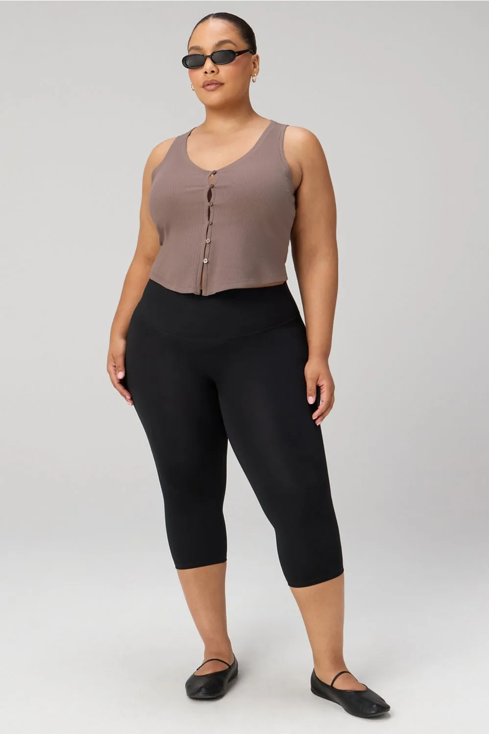 Modal Rib V-Neck Button Tank sold by Fabletics