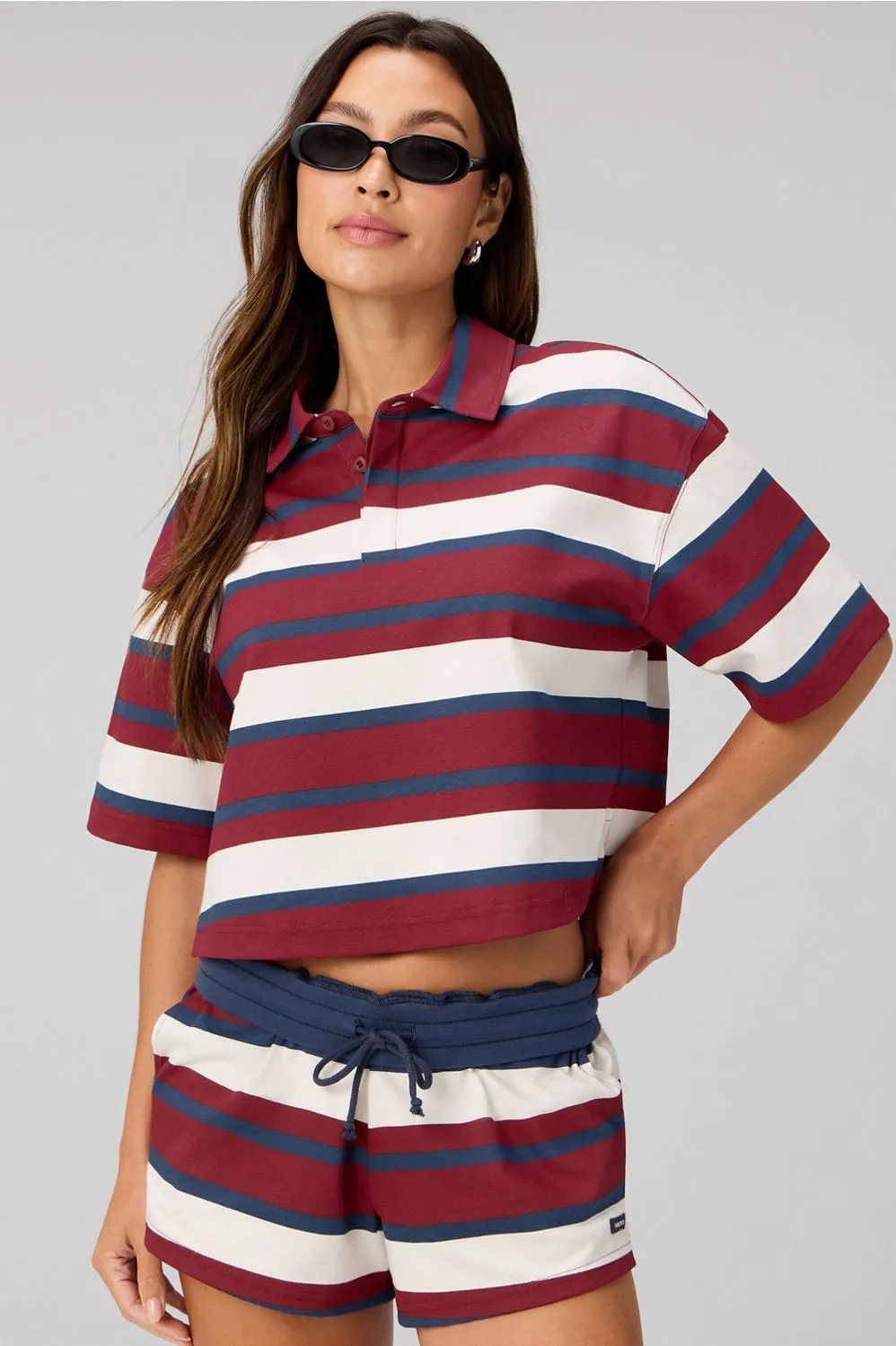 Heavy Cotton Cropped Polo Tee sold by Fabletics