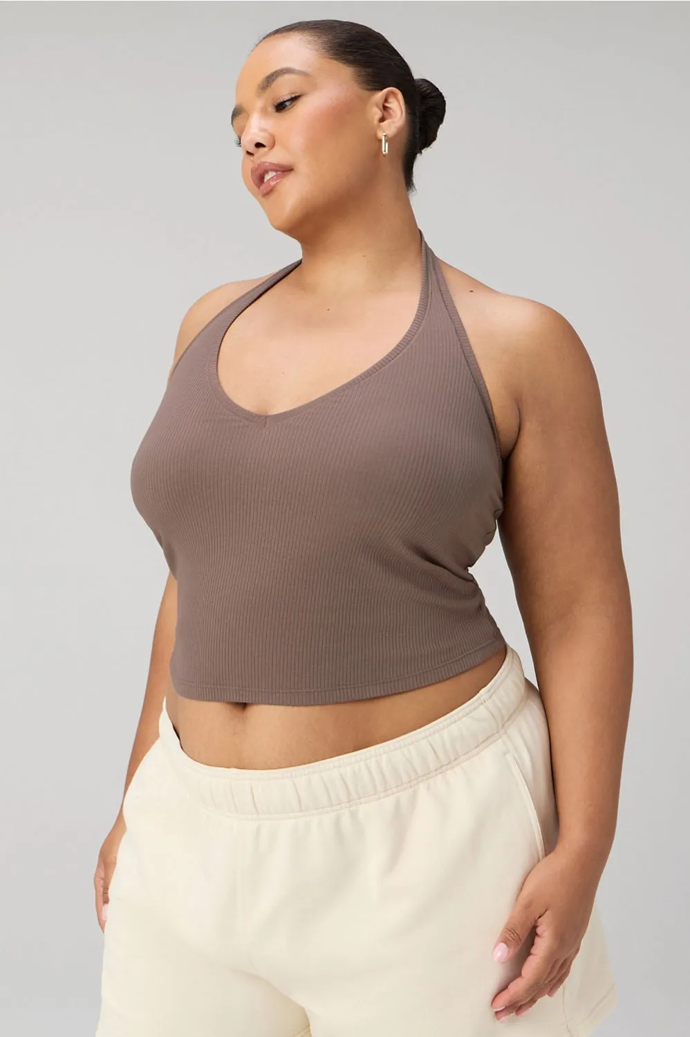 Modal Rib Built-In Bra Halter Top sold by Fabletics