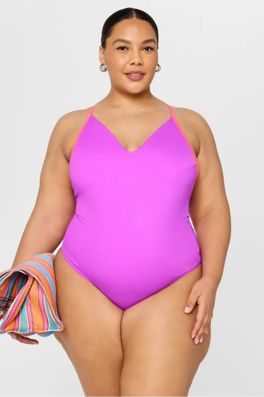 Cross Back One Piece Swimsuit made by Fabletics