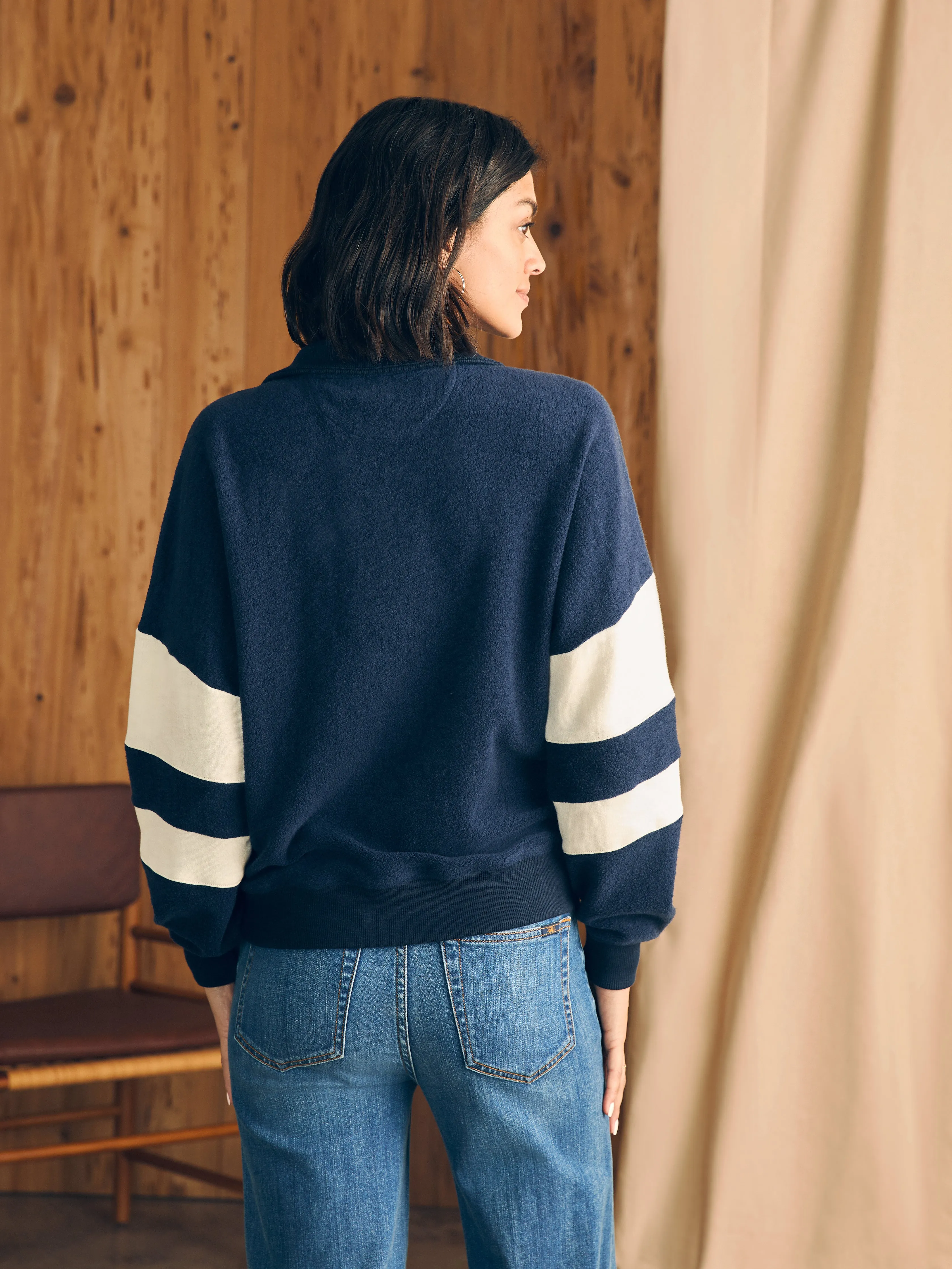 Beach Fleece Quarter Zip - Navy Multi sold by Faherty product image thumbnail 5