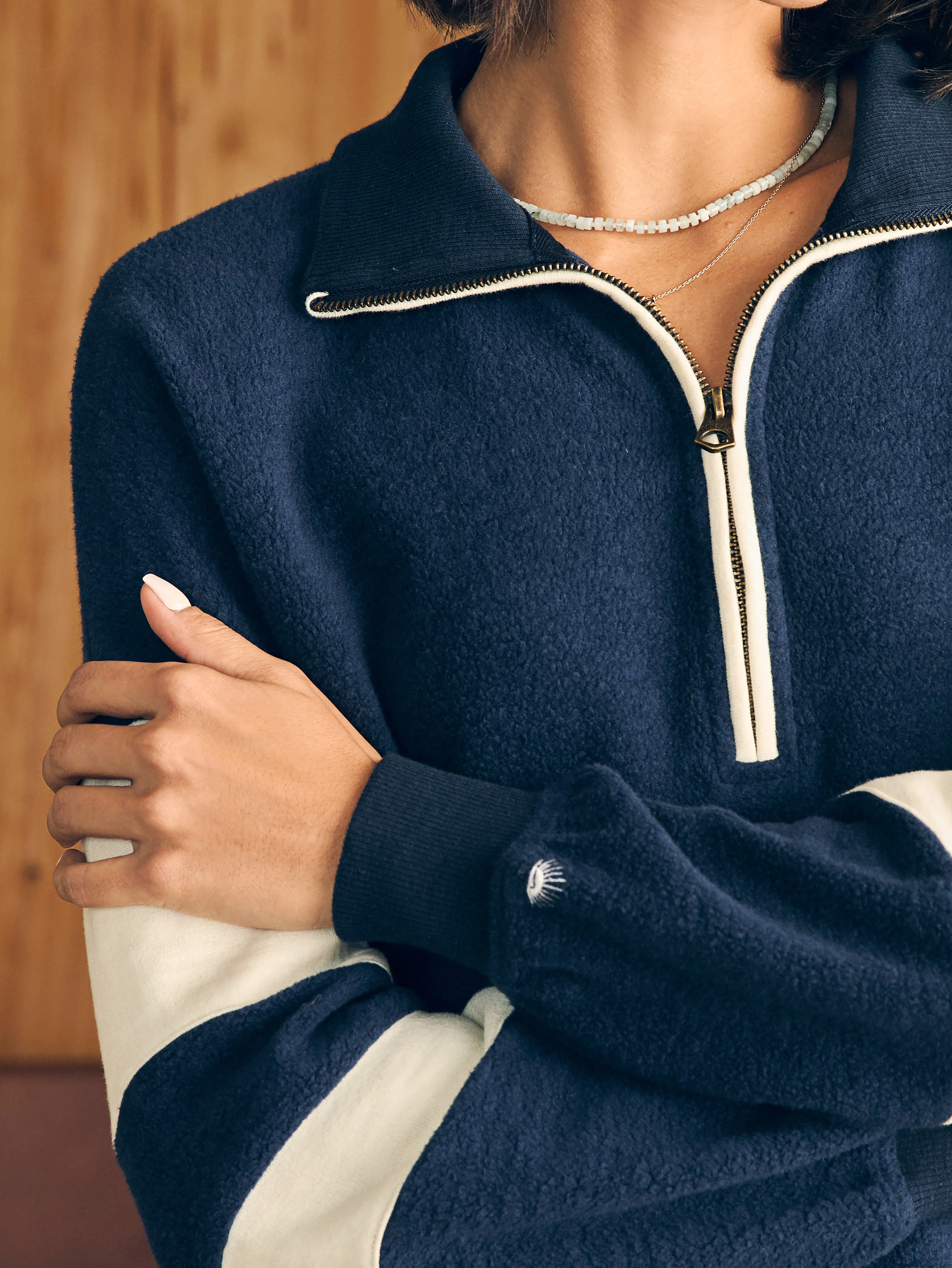 Beach Fleece Quarter Zip - Navy Multi sold by Faherty product image thumbnail 2