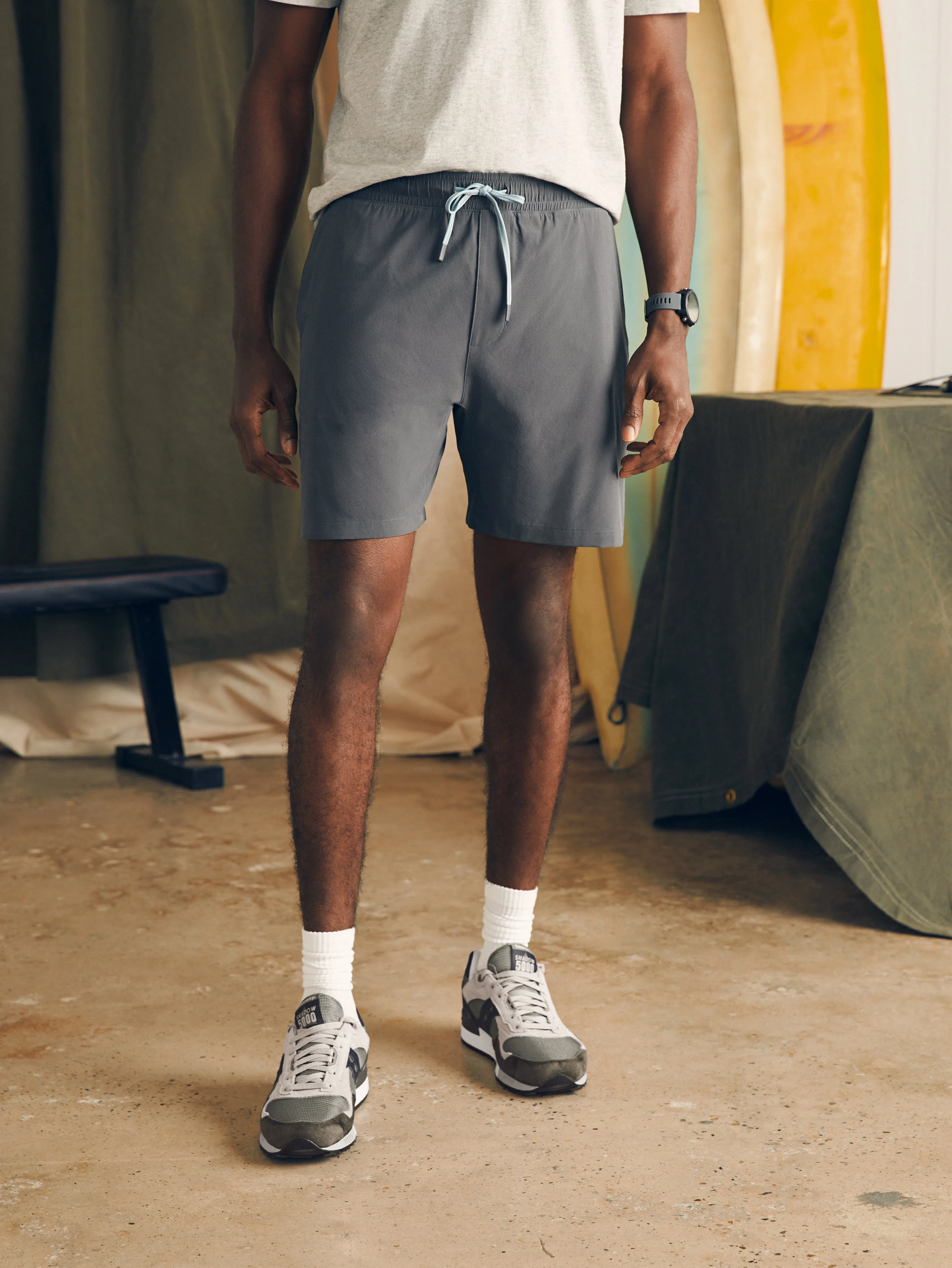 Shorelite Active Swim Short (7" Inseam) - Cowry Grey sold by Faherty