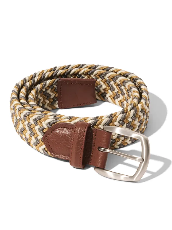 Stretch Woven Belt - Beige Mix sold by Faherty