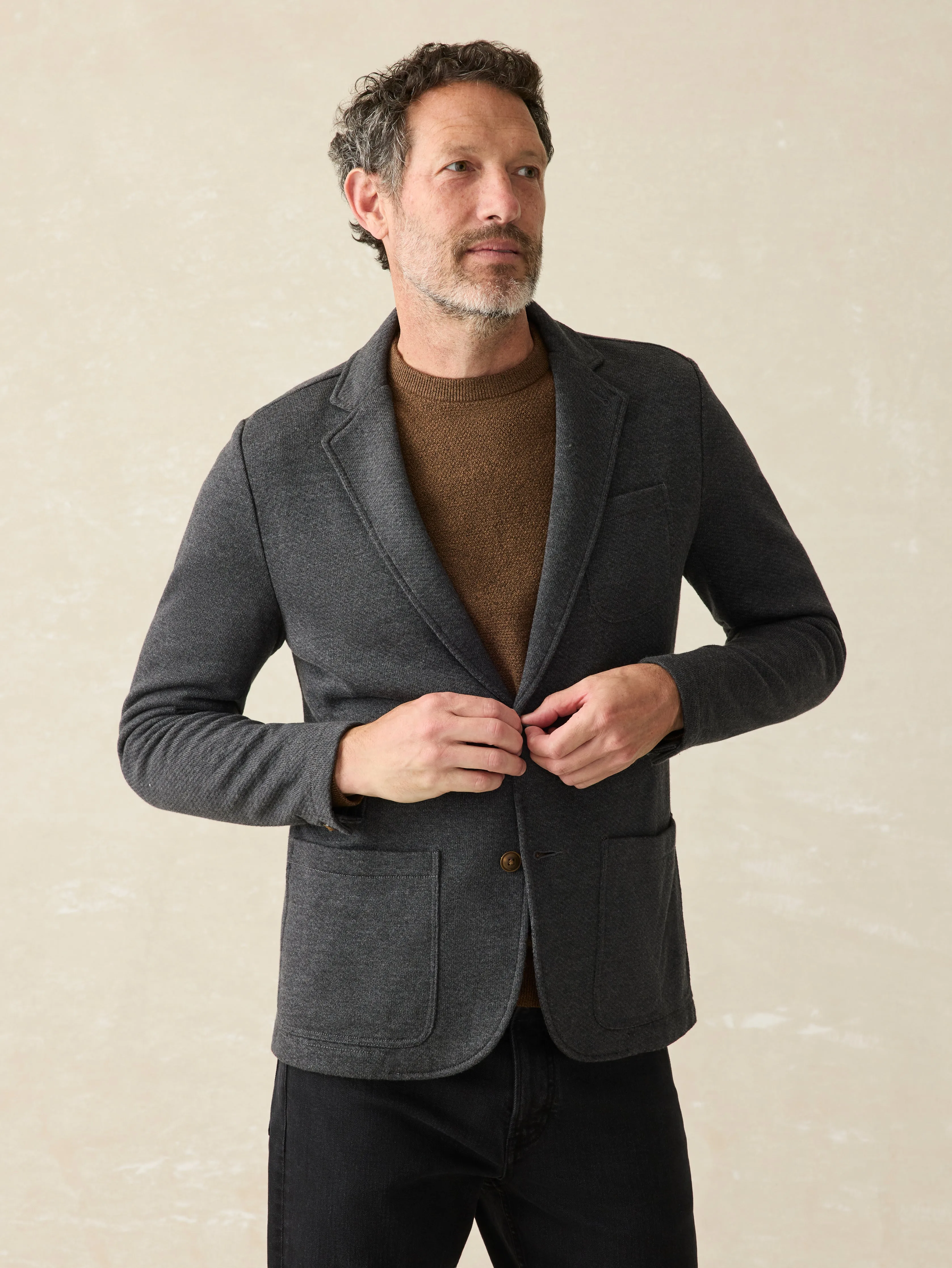 Inlet Knit Blazer - Black Sky Melange sold by Faherty product image thumbnail 2