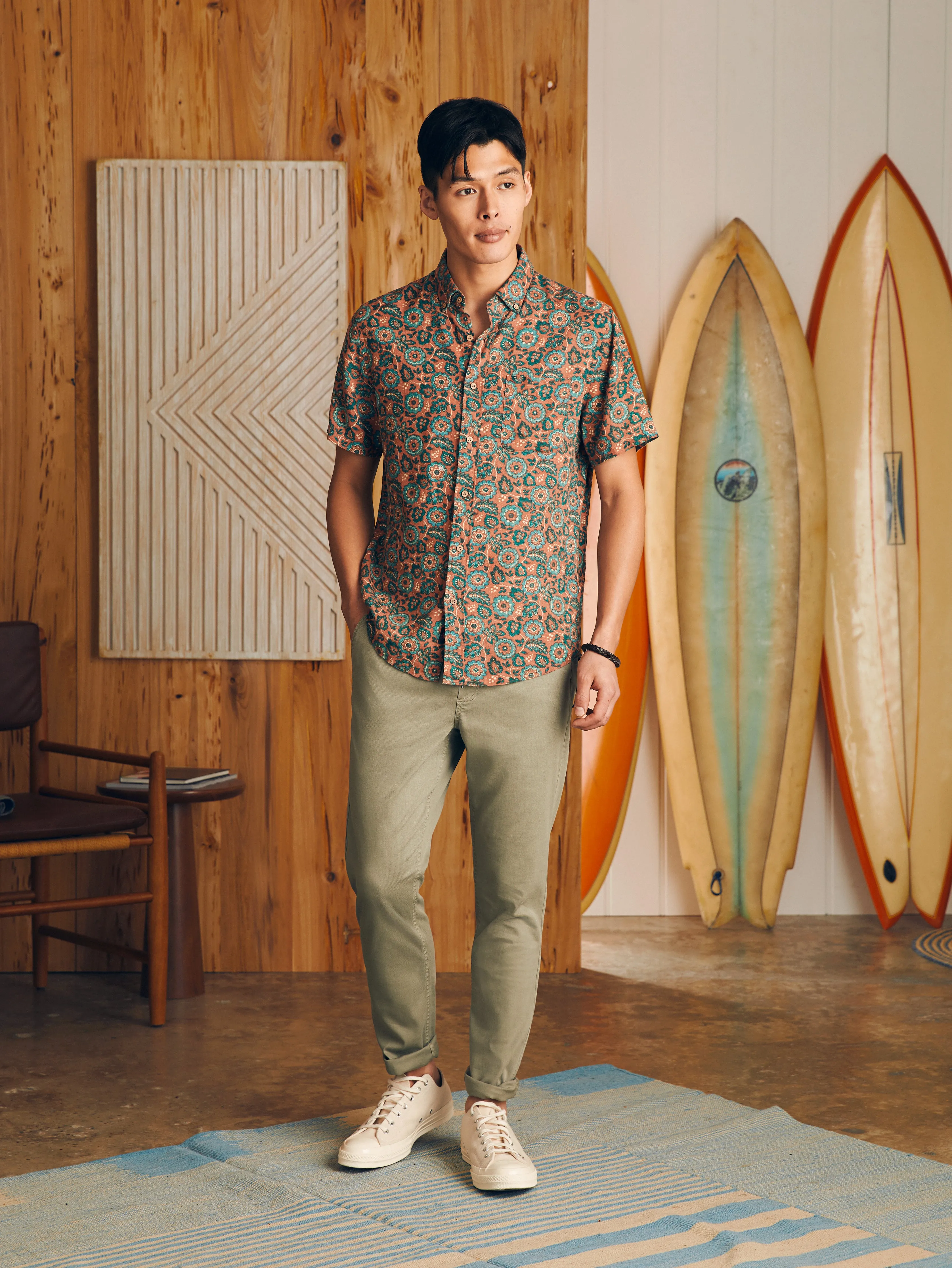 Short-Sleeve Breeze Shirt - Rose Turquoise Blossom sold by Faherty product image thumbnail 4