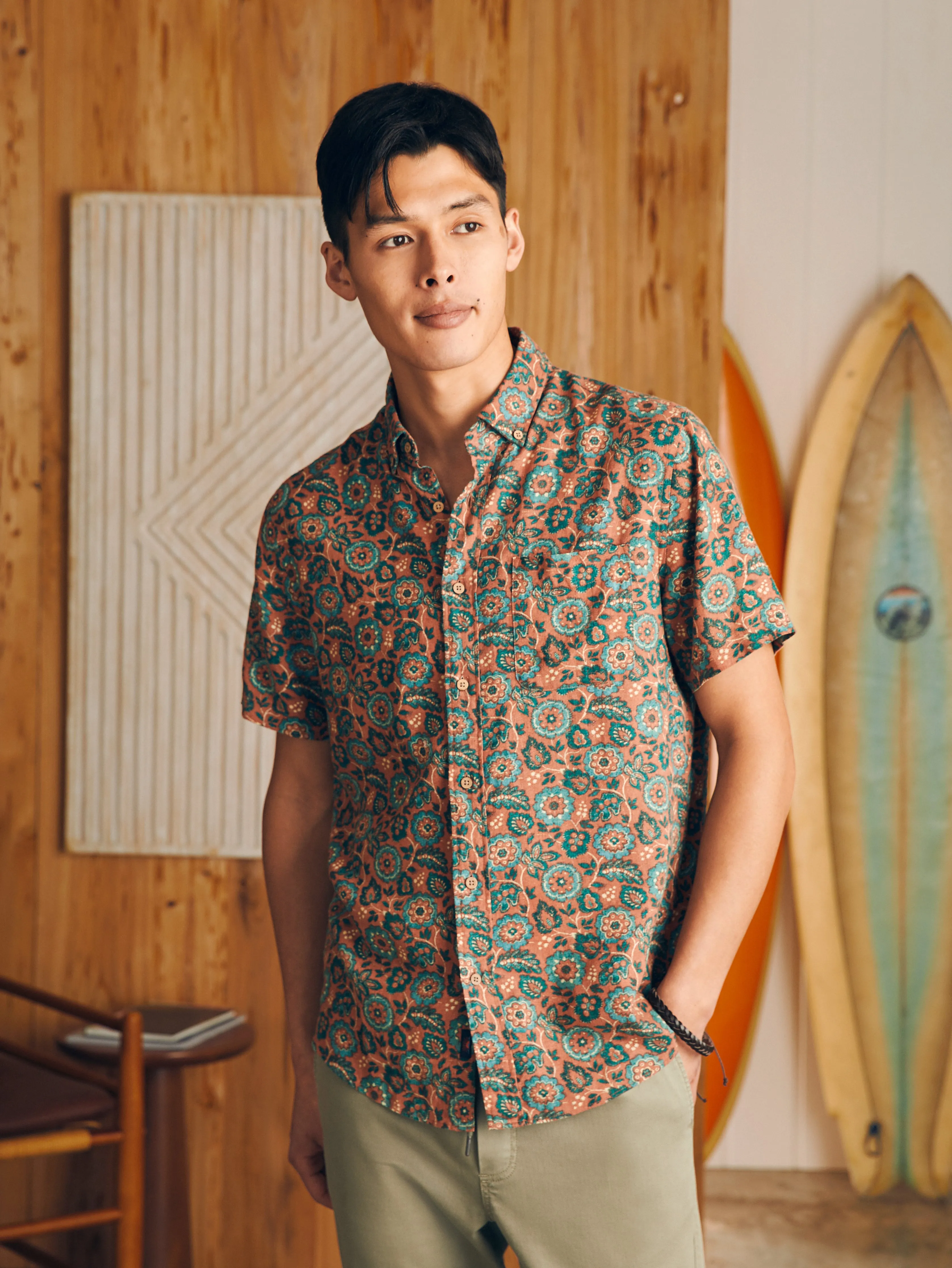 Short-Sleeve Breeze Shirt - Rose Turquoise Blossom sold by Faherty product image thumbnail 3