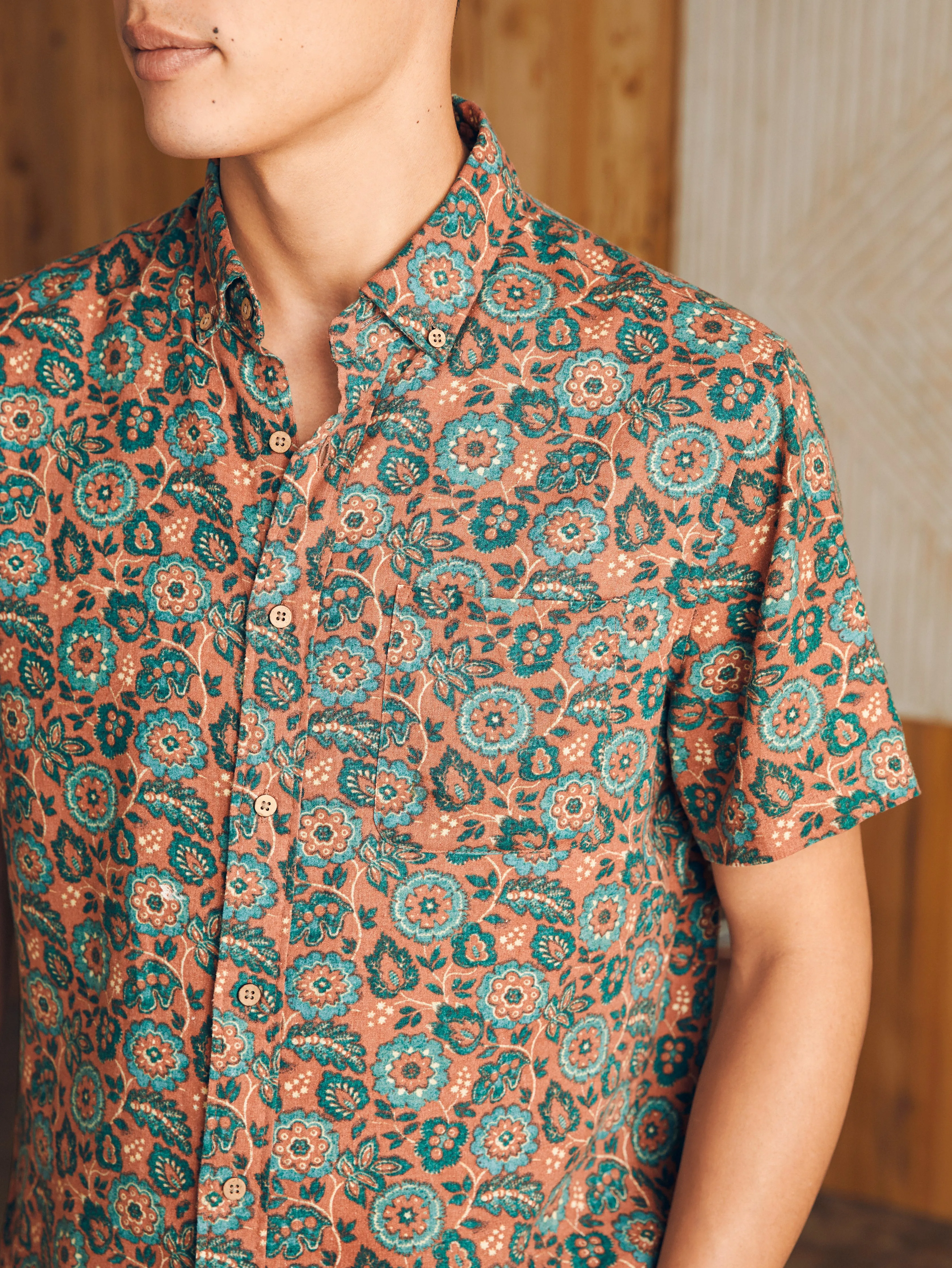 Short-Sleeve Breeze Shirt - Rose Turquoise Blossom sold by Faherty product image thumbnail 2
