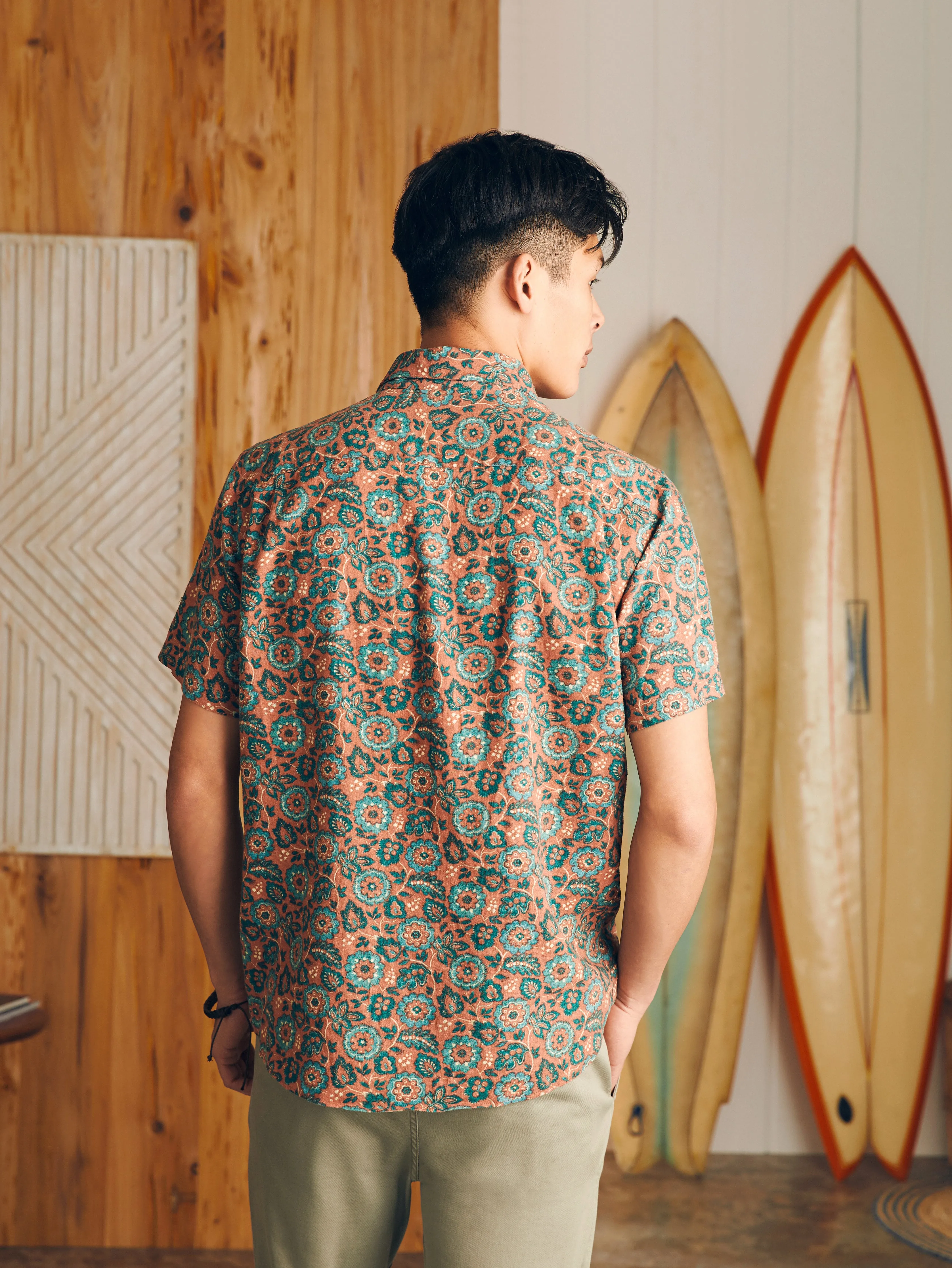 Short-Sleeve Breeze Shirt - Rose Turquoise Blossom sold by Faherty product image thumbnail 5