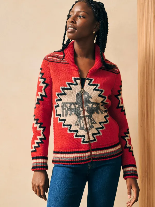 Steven Paul Judd Thunderbird Cardigan - Red Thunderbird sold by Faherty