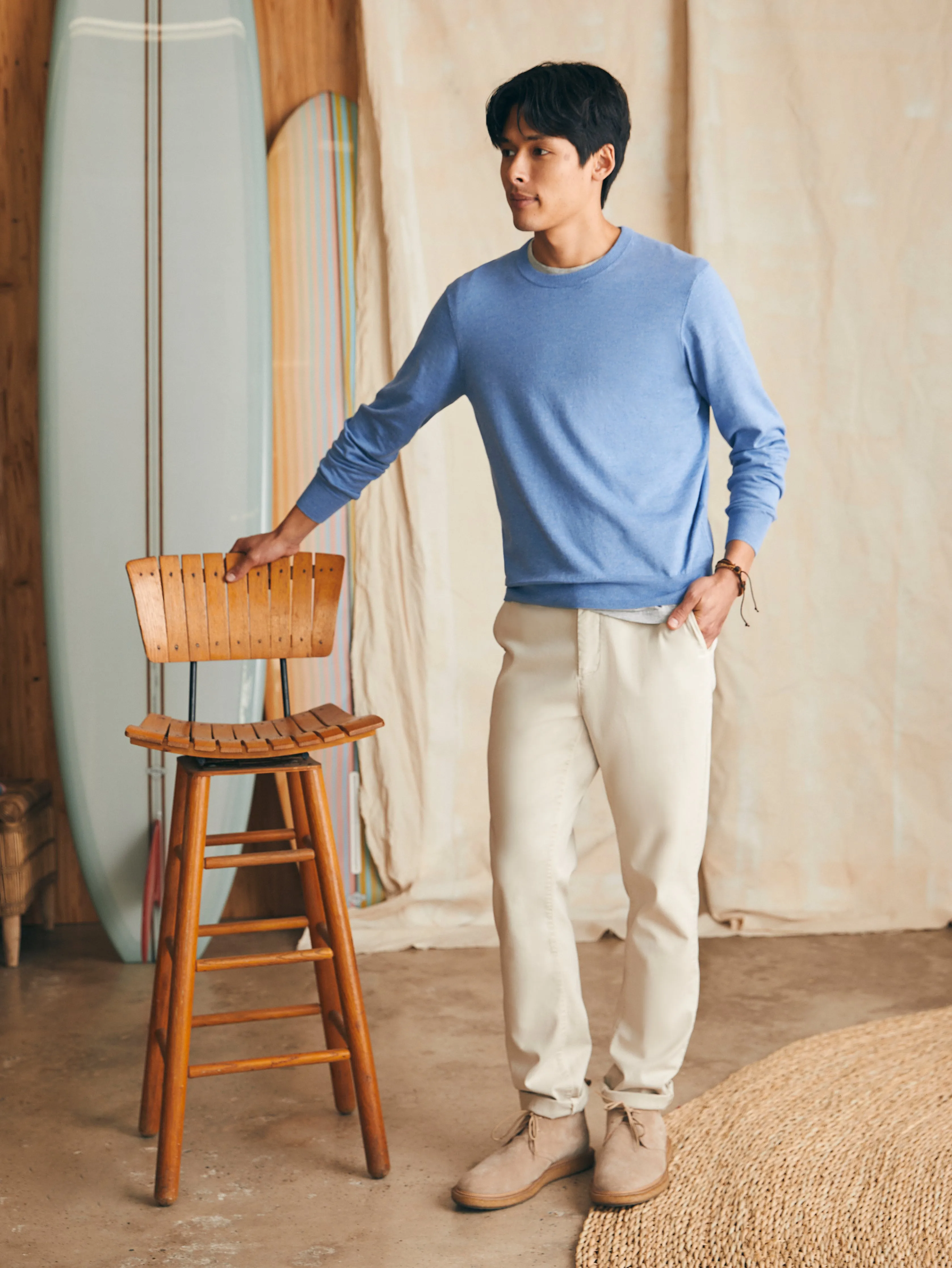 Movement™ Crewneck Sweater (Tall) - Azure Sky Heather sold by Faherty product image thumbnail 5
