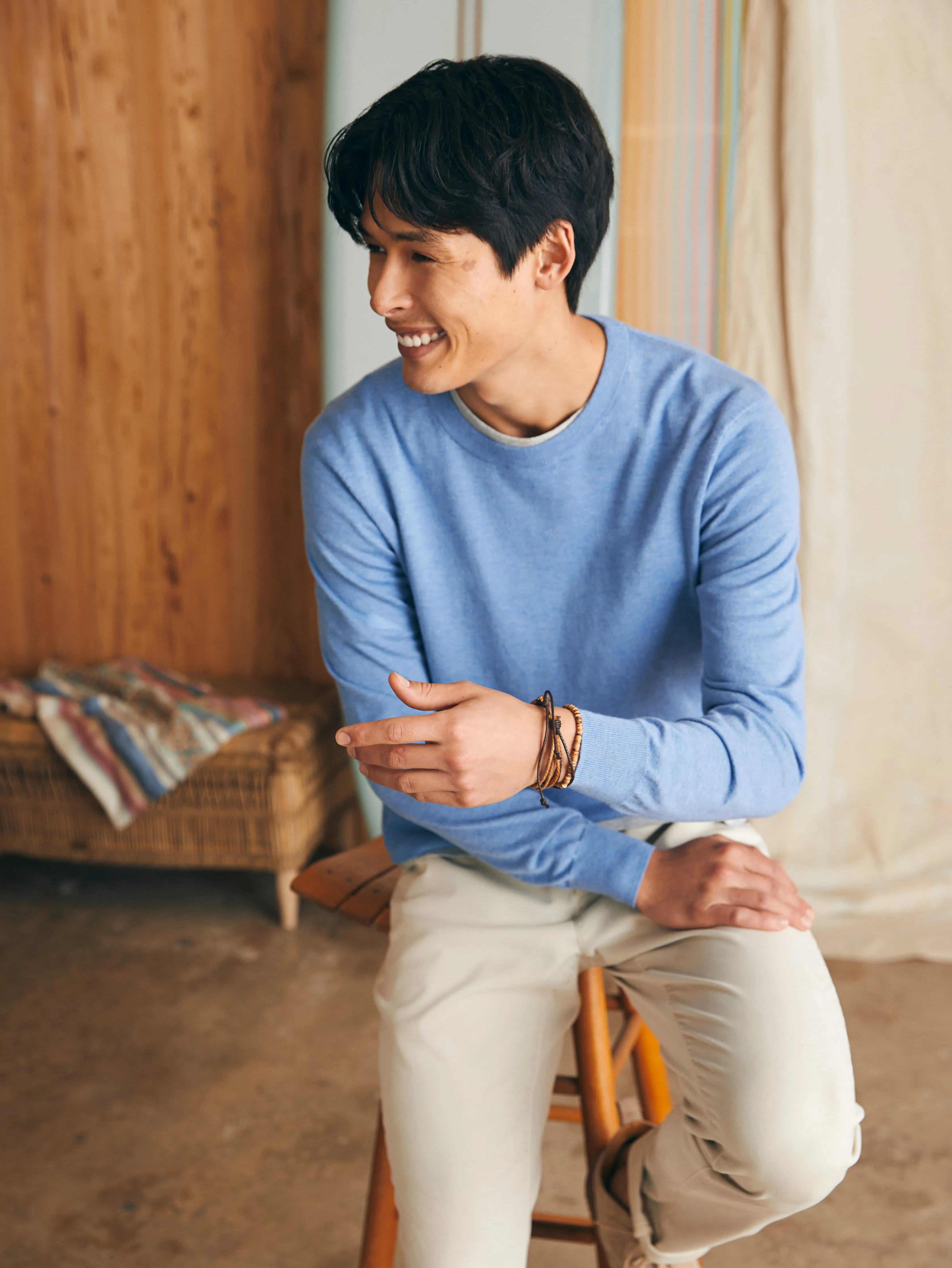 Movement™ Crewneck Sweater (Tall) - Azure Sky Heather sold by Faherty product image thumbnail 4