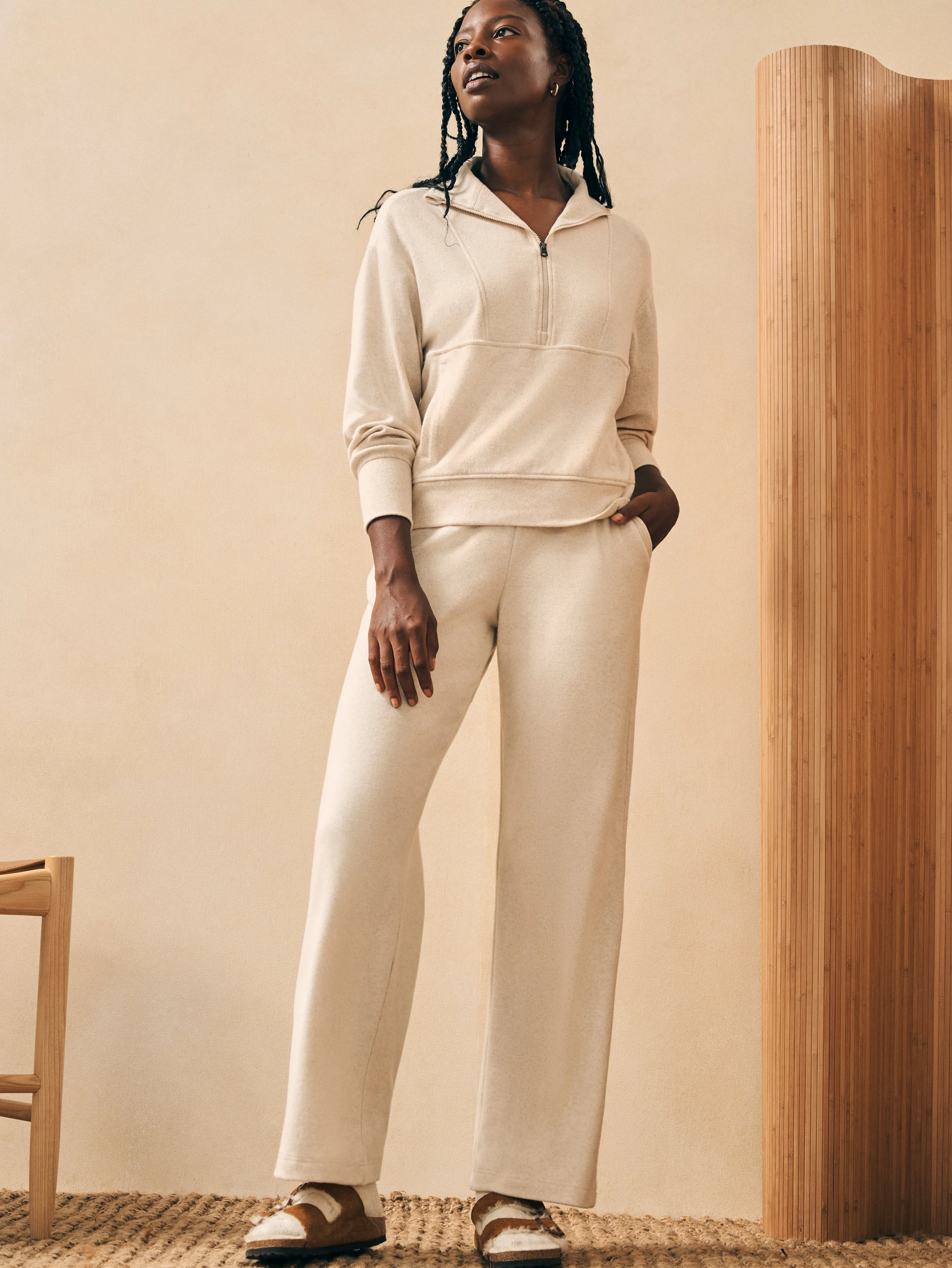 Legend™ Lounge Wide Leg Pant - Off White sold by Faherty